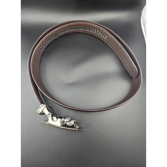 Men's Ratchet Style Belt 42" Brown Stylish Buckle - Picture 4 of 5